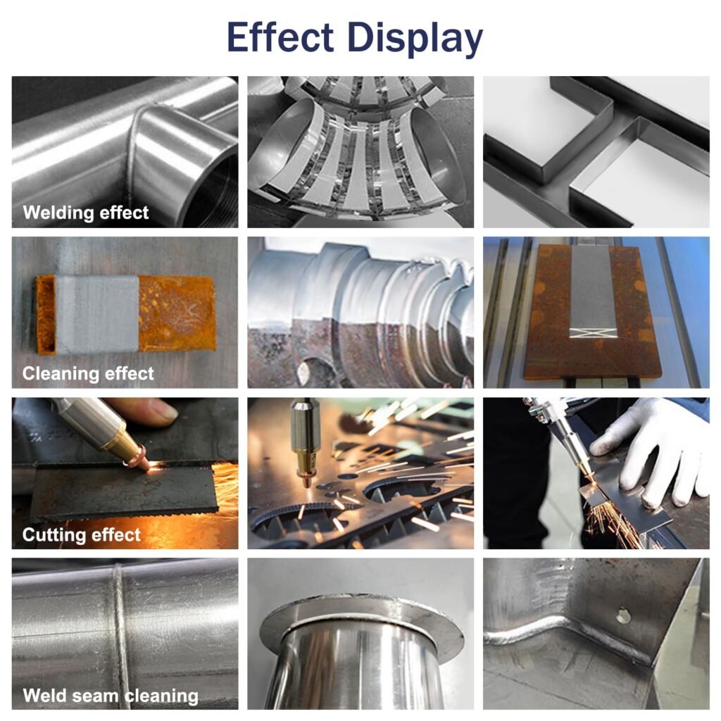 Effect display of handheld laser welding machine for welding, cutting, cleaning, and weld seam cleaning