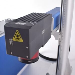 Fiber laser head close-up for precise engraving