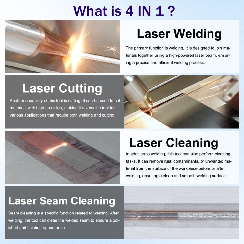 Multifunctional 4-in-1 Laser Machine for Welding, Cutting, and Cleaning