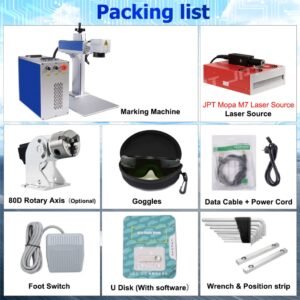 Packing list for 60W100W200W300W Fiber Laser Marking Machine with JPT MOPA Laser
