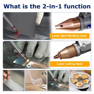 2-in-1 function of Scotle QCW fiber laser portable spot welding machine, supporting laser spot welding and laser cutting with interchangeable heads