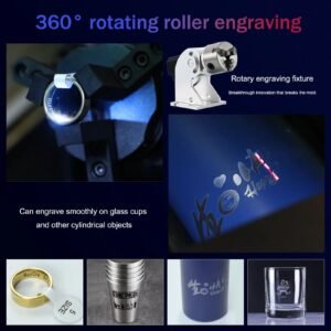 360° rotary engraving on cylindrical objects using UV laser marking machine with rotary fixture