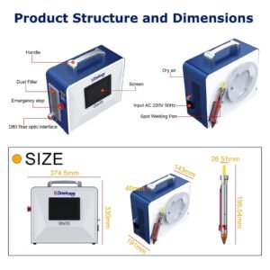 Scotle QCW fiber laser portable spot welding machine structure and size diagram