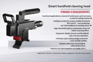 Smart handheld CW laser cleaning head FWH60-C30A 6000W for large area industrial rust and coating removal