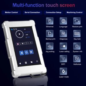 Touchscreen control panel for UV laser marking machine with motion, laser and network settings