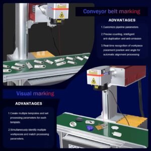 UV laser marking machine with CCD vision and conveyor belt for visual positioning and batch marking