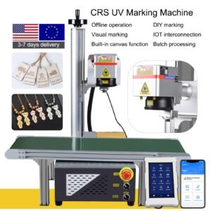UV laser marking machine with CCD visual positioning, conveyor belt and touchscreen control system