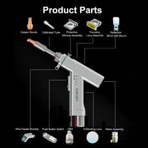 Exploded parts layout of the SUP28T handheld fiber laser welding gun