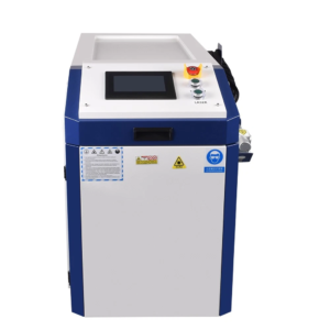 Front view of Scotle 3000W water-cooled Raycus fiber laser cleaning machine with touchscreen control panel