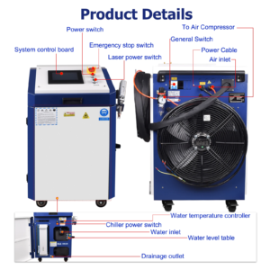 Product details of Scotle 3000W 4-in-1 handheld fiber laser welding machine with control panel and cooling system