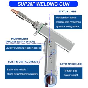 SUP28F handheld fiber laser welding gun with digital control and mini QBH connector