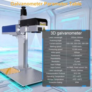 3D galvanometer specs for fiber laser marking machine
