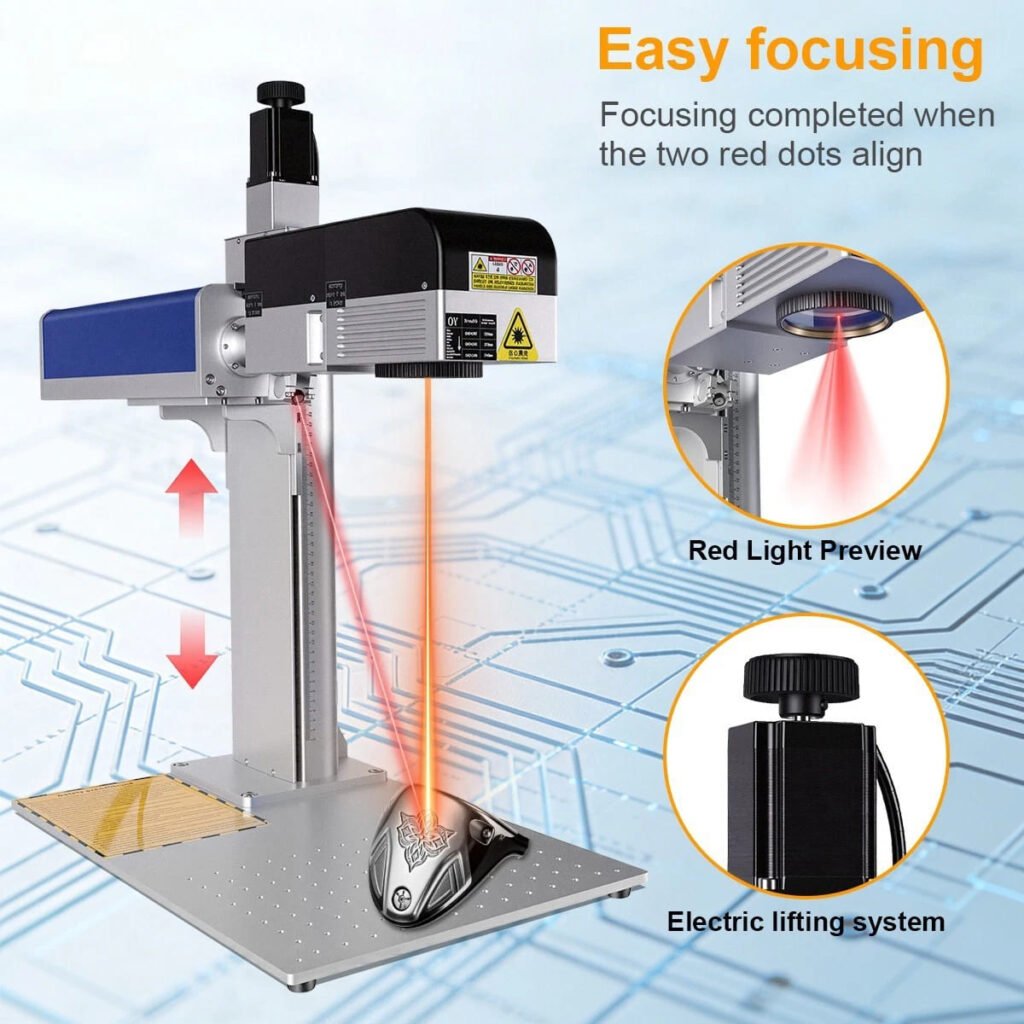 Easy focusing system with red light preview and electric lifting