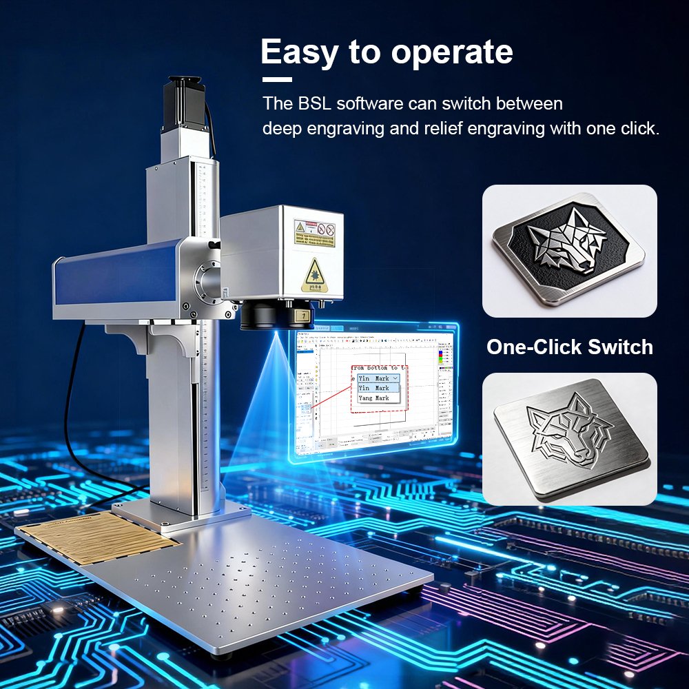One-click deep and relief engraving on 2.5D fiber laser machine